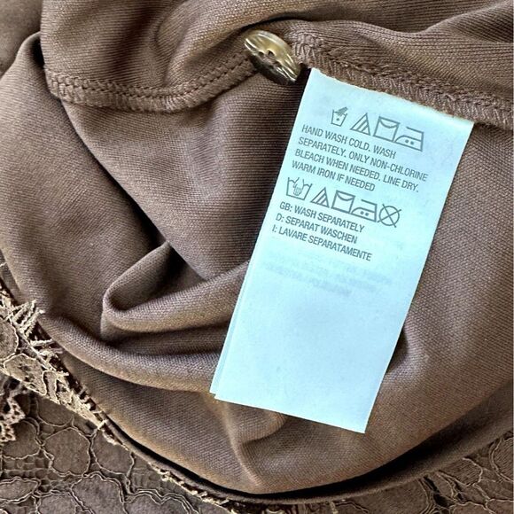 Isaac Mizrahi Lace Button Front Blouse Top Brown XS - Picture 8 of 8